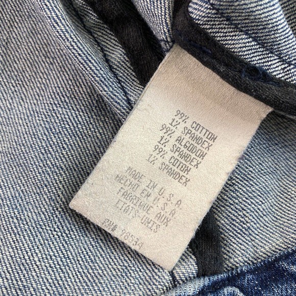 Vtg Denim Jacket Blazer Double Breasted Button Small Medium - Picture 7 of 9